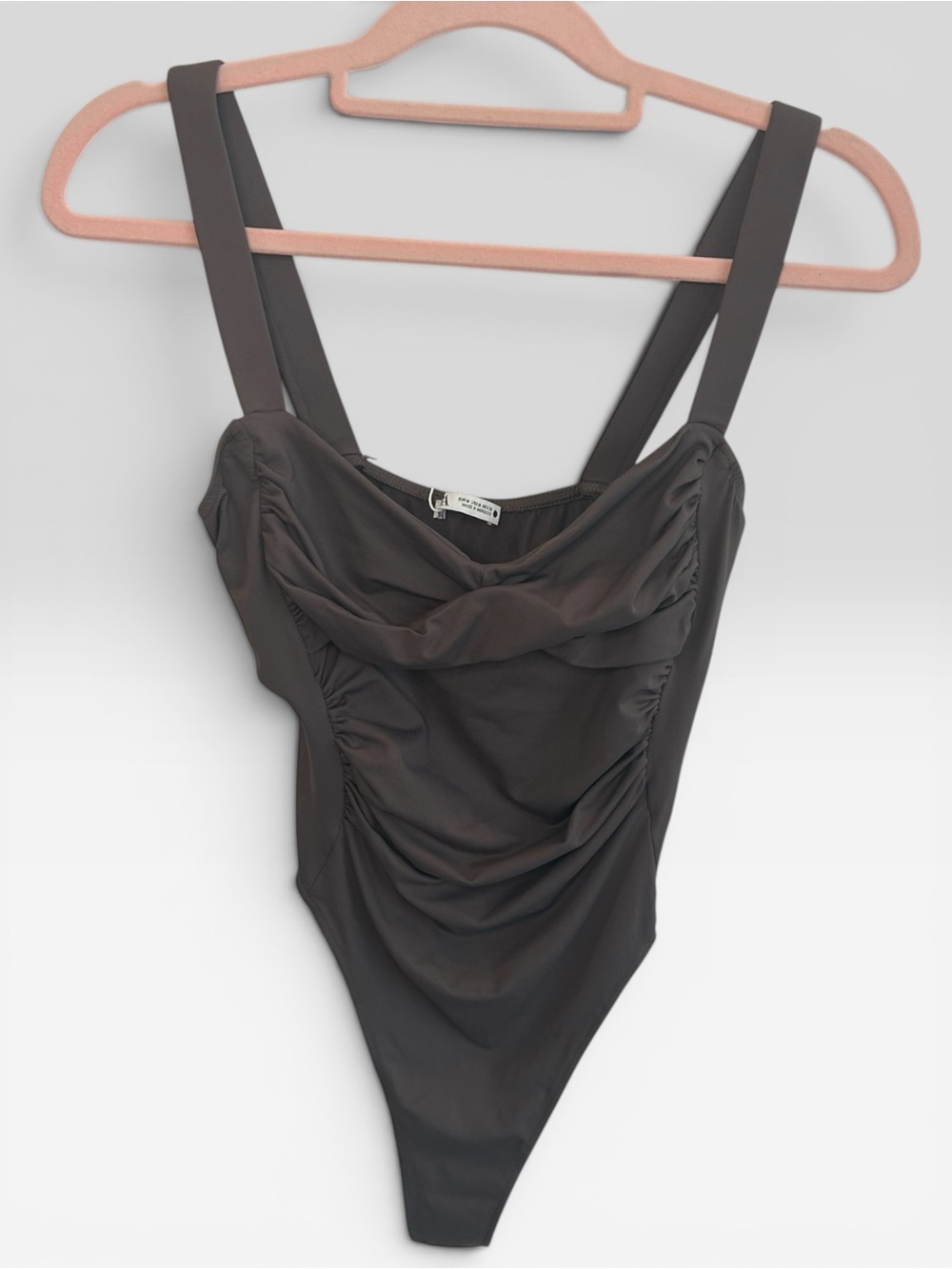 Zara Black Ruched Bodysuit NWOT Square Neck Stretch Chic